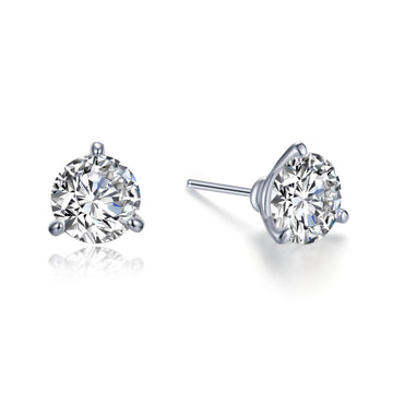 3 CTW 3 Prong Martini Stud Earrings